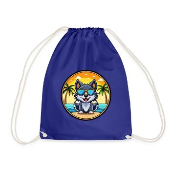 Schipperke Hunderasse Cartoon Sonnenbrille Strand - Turnbeutel - Königsblau - Vorne