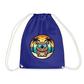 Biber Lustige Cartoon Sommer Strand Sonnenbrille Cool - Turnbeutel - Königsblau - Vorne