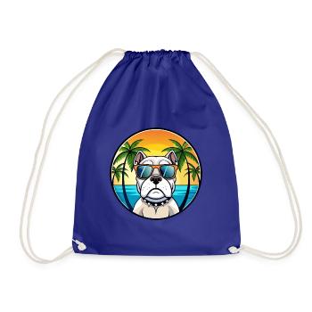Amerikanische Bulldogge Rasse Cartoon Sonnenbrille Strand - Turnbeutel - Königsblau - Vorne