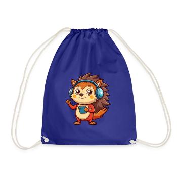 hérisson drôle de personnage de dessin animé musique de casque - Sac de sport léger - bleu roi - Devant