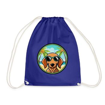 Dackel Hunderasse Cartoon Sonnenbrille Strand - Turnbeutel - Königsblau - Vorne