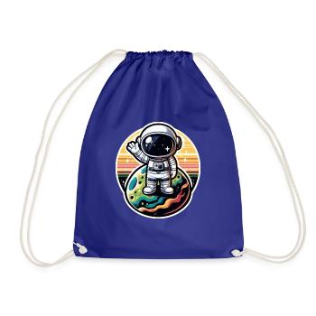 Kleiner Astronaut – Retro-Sonnenuntergang - Turnbeutel - Königsblau - Vorne