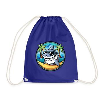 Shark Funny Cartoon Summer Beach Sunglasses Cool - Drawstring Bag - royal blue - Front