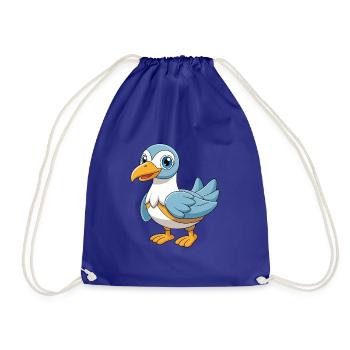 Albatross Cute Mascot Cartoon Character Kawaii - Drawstring Bag - royal blue - Front