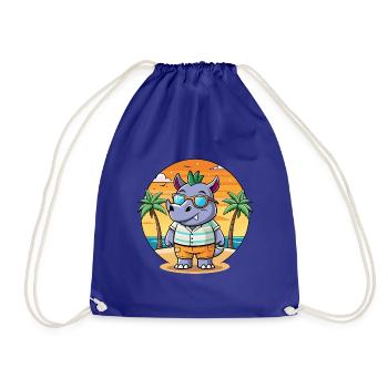 Rhino Lustige Cartoon Sommer Strand Sonnenbrille - Turnbeutel - Königsblau - Vorne