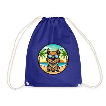Black Tan Dog Breed Cartoon Sunglasses Beach - Drawstring Bag - royal blue - Front