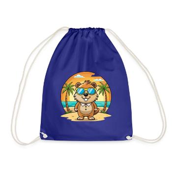 Murmeltier Lustige Cartoon Sommer Strand Sonnenbrille - Turnbeutel - Königsblau - Vorne