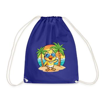 Duck Funny Cartoon Summer Beach Sunglasses - Drawstring Bag - royal blue - Front