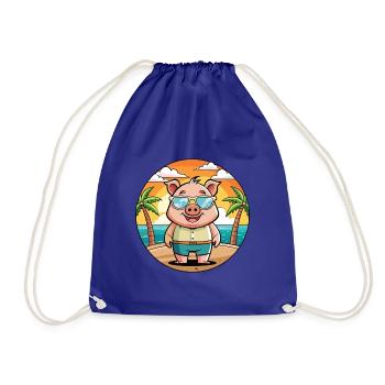 Cochon Drôle Dessin Animé Plage De Plage Lunettes - Sac de sport léger - bleu roi - Devant