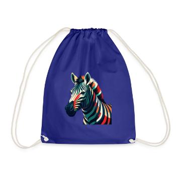 Zebra Cartoon Character Colorful Pet Animal - Drawstring Bag - royal blue - Front