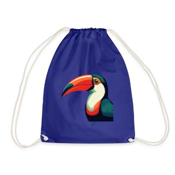 Toucan Cartoon Character Colorful Pet Animal - Drawstring Bag - royal blue - Front