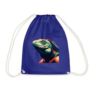 Iguana Cartoon Character Colorful Pet Animal - Drawstring Bag - royal blue - Front