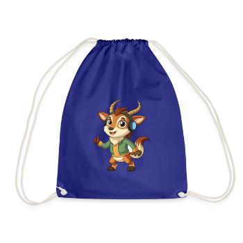 Antelope Funny Cartoon Character Headphone Music - Drawstring Bag - royal blue - Front