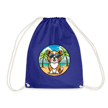Tibetischer Spaniel Hund Rasse Cartoon Sonnenbrille Strand - Turnbeutel - Königsblau - Vorne