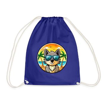 Schipperke Hunderasse Cartoon Sonnenbrille Strand - Turnbeutel - Königsblau - Vorne
