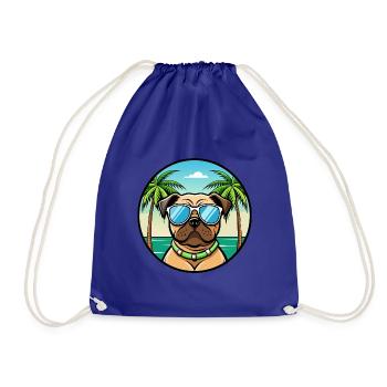 Mops Hund Rasse Cartoon Sonnenbrille Strand - Turnbeutel - Königsblau - Vorne