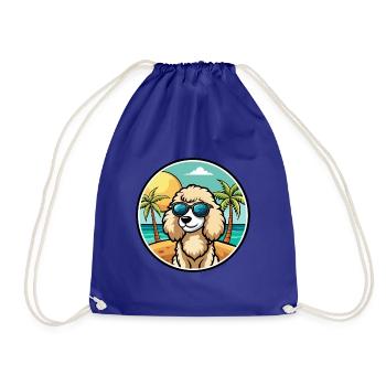 Pudel Hund Rasse Cartoon Sonnenbrille Strand - Turnbeutel - Königsblau - Vorne