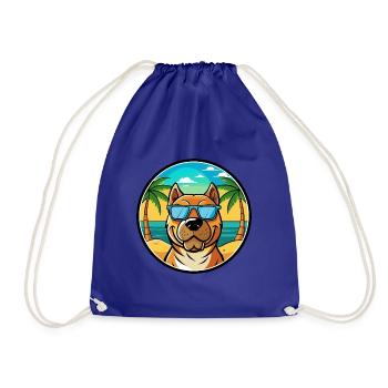Perro De Presa Canario Hunderasse Cartoon Strand - Turnbeutel - Königsblau - Vorne
