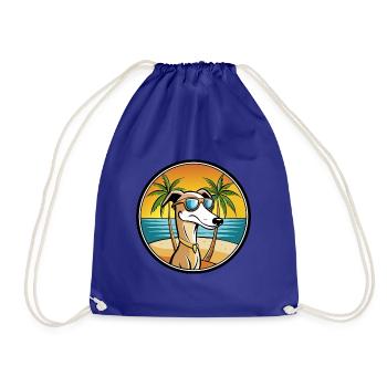 Alter kroatischer Windhund Hunderasse Cartoon Strand - Turnbeutel - Königsblau - Vorne