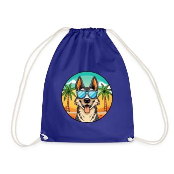 Nordamerikanischer Schäferhund Rasse Cartoon Beach - Turnbeutel - Königsblau - Vorne