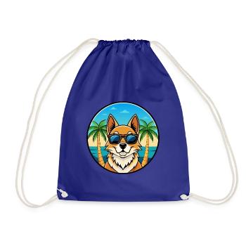Nordic Spitz Hunderasse Cartoon Sonnenbrille Strand - Turnbeutel - Königsblau - Vorne