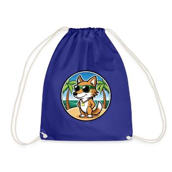 Italienisch Volpino Hund Rasse Cartoon Sonnenbrille Strand - Turnbeutel - Königsblau - Vorne