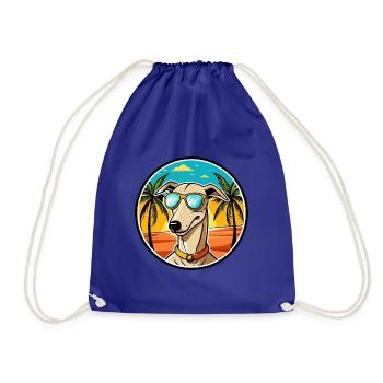 Windhund Hund Rasse Cartoon Sonnenbrille Strand - Turnbeutel - Königsblau - Vorne