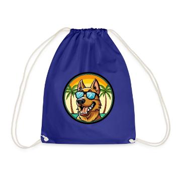 Deutscher Windhund Rasse Cartoon Sonnenbrille Strand - Turnbeutel - Königsblau - Vorne