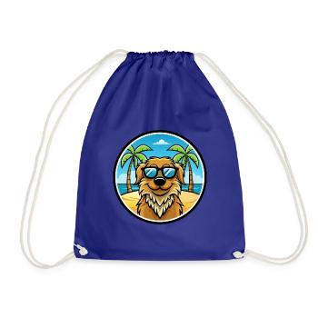 Friesische Wasserhundrasse Cartoon Sonnenbrille Strand - Turnbeutel - Königsblau - Vorne
