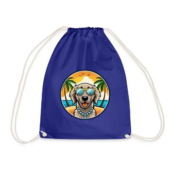Flach beschichtete Retriever Hunderasse Cartoon Sonnenbrille - Turnbeutel - Königsblau - Vorne