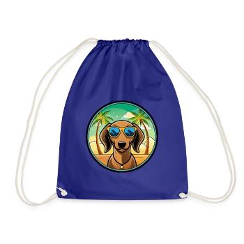Dackel Hunderasse Cartoon Sonnenbrille Strand - Turnbeutel - Königsblau - Vorne