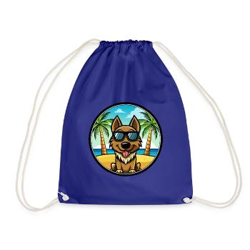Black Tan Dog Breed Cartoon Sunglasses Beach - Drawstring Bag - royal blue - Front