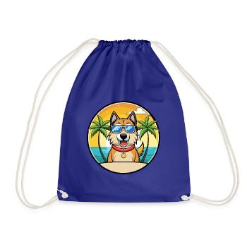 Schäferhund Rasse Cartoon Sonnenbrille Strand - Turnbeutel - Königsblau - Vorne