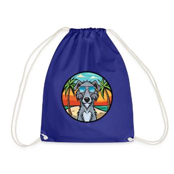 Scottish Deerhound Dog Breed Cartoon Sunglasses - Drawstring Bag - royal blue - Front