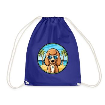 Pudel Hund Rasse Cartoon Sonnenbrille Strand - Turnbeutel - Königsblau - Vorne