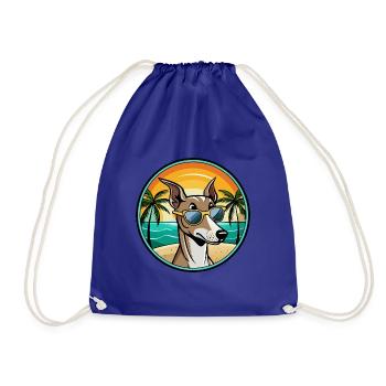 Polnischer Windhund Hund Rasse Cartoon Sonnenbrille Strand - Turnbeutel - Königsblau - Vorne