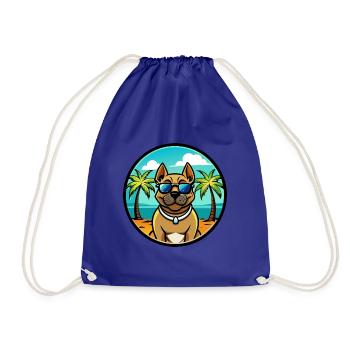 Perro De Presa Canario Hunderasse Cartoon Strand - Turnbeutel - Königsblau - Vorne