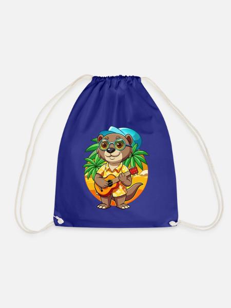 Lustige Otter Cartoon Sommer Strand Sonnenbrille Gitarre - Turnbeutel - Königsblau
