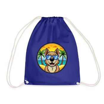 Berger De Beauce Dog Breed Cartoon Sunglass Beach - Drawstring Bag - royal blue - Front
