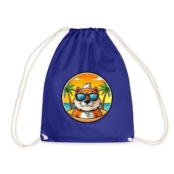 Moscow Watchdog Breed Cartoon Sunglasses Beach - Drawstring Bag - royal blue - Front