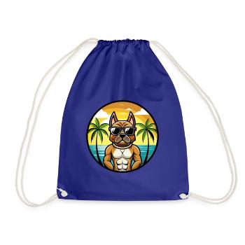 Deutscher Boxer Hund Rasse Cartoon Sonnenbrille Strand - Turnbeutel - Königsblau - Vorne