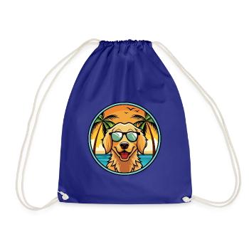 Flat Coated Retriever Dog Breed Cartoon Sunglasses - Drawstring Bag - royal blue - Front