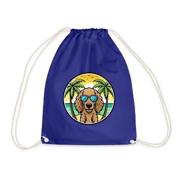 Lockig Beschichtet Retriever Hunderasse Cartoon Strand - Turnbeutel - Königsblau - Vorne