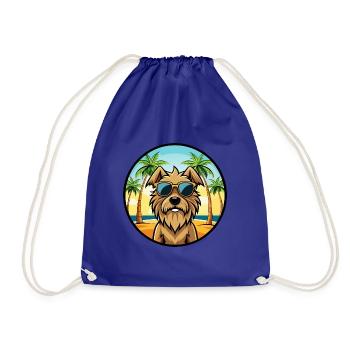 Briard Dog Breed Cartoon Sunglasses Beach - Drawstring Bag - royal blue - Front