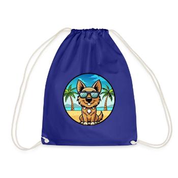 Böhmischer Schäferhund Hunderasse Karikatur Sonnenbrille Strand - Turnbeutel - Königsblau - Vorne