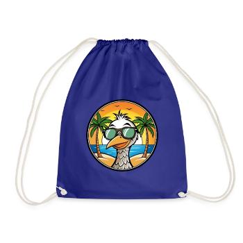 Straußen, Lustig, Cartoon, Sommer, Strand, Sonnenbrille, Cool - Turnbeutel - Königsblau - Vorne