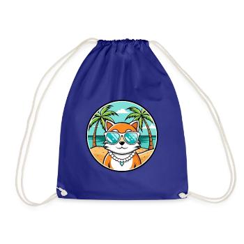 Hantilly Tiffany Katzenrasse Cartoon Sonnenbrille Strand - Turnbeutel - Königsblau - Vorne