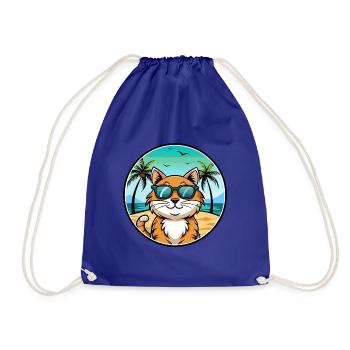 California Spangled Cat Breed Cartoon Sunglasses - Drawstring Bag - royal blue - Front