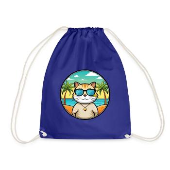 Britisch Kurzhaar Katzenrasse Cartoon Sonnenbrille Strand - Turnbeutel - Königsblau - Vorne