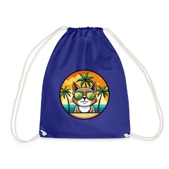 Exotische Kurzhaarkatze Rasse Cartoon Sonnenbrille Strand - Turnbeutel - Königsblau - Vorne